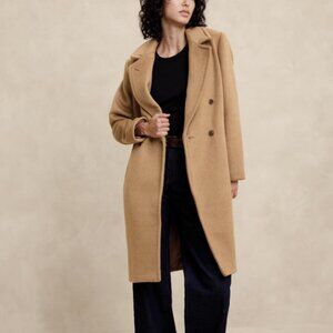 $280 NWT Banana Republic Wool Trench Coat Brown Classic Women's Long Coat MEDIUM